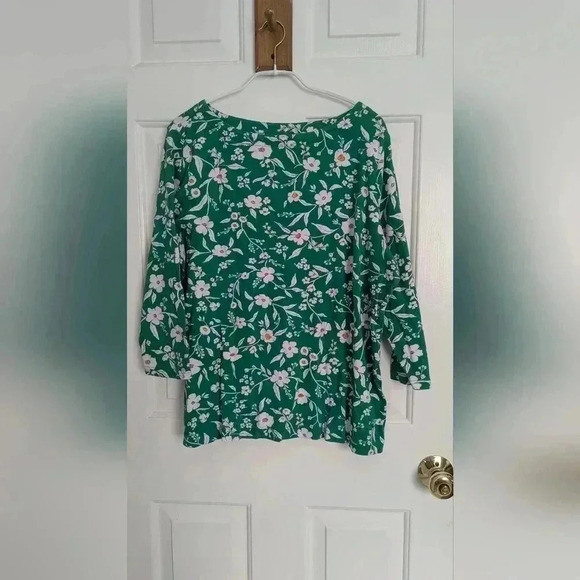 Croft And Barrow Three-Quarter Sleeve Women's Top Size Lg Floral Boat Neck (EUC) - Picture 3 of 12
